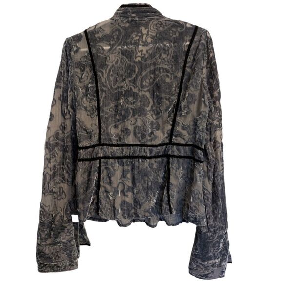 One of a kind dainty silk blend floral velvet blouse size Large - Picture 2 of 9
